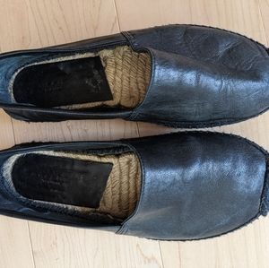 Rag & Bone black espadrille leather slides, size 37